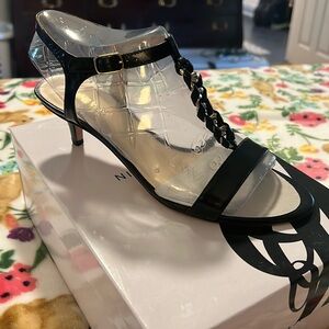 NWB Nine West Black kitten heel sandals- 8.5M